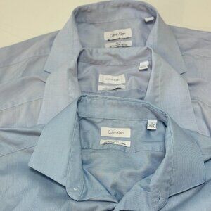 Calvin Klein Shirts(3) Men's Size 17 34/35 Blue Performance Non Iron Slim Fit